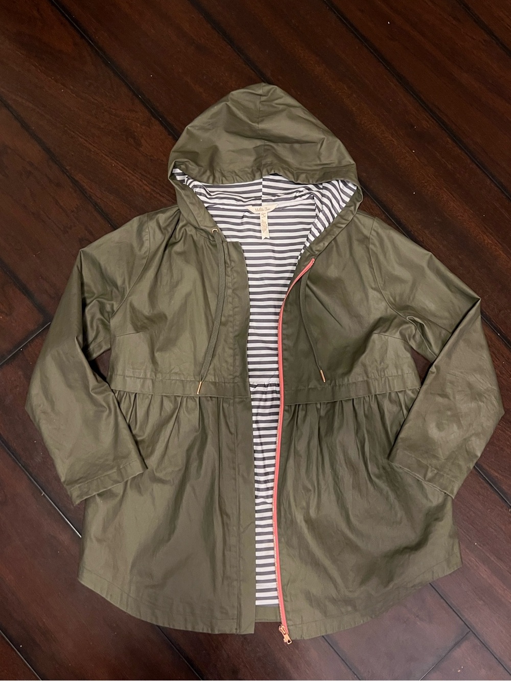 Ladies S Small Matilda Jane Olive Hooded Rain Jacket